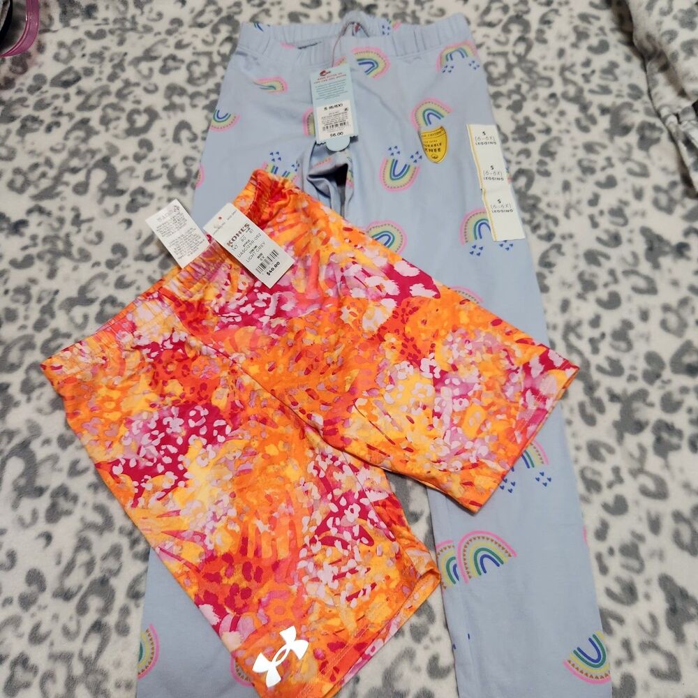 Under Armour Short For Girls Size 6 And Cat And Jack Leggings 2pcs!! New